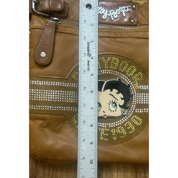 Betty Boop Rhinestone Purse Handbag Faux Leather Sequin Adjustable Buckle - Picture 6 of 9